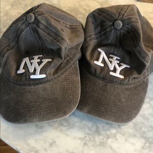 Pair of 2 Gray NY Logo Caps matching EUC barely worn